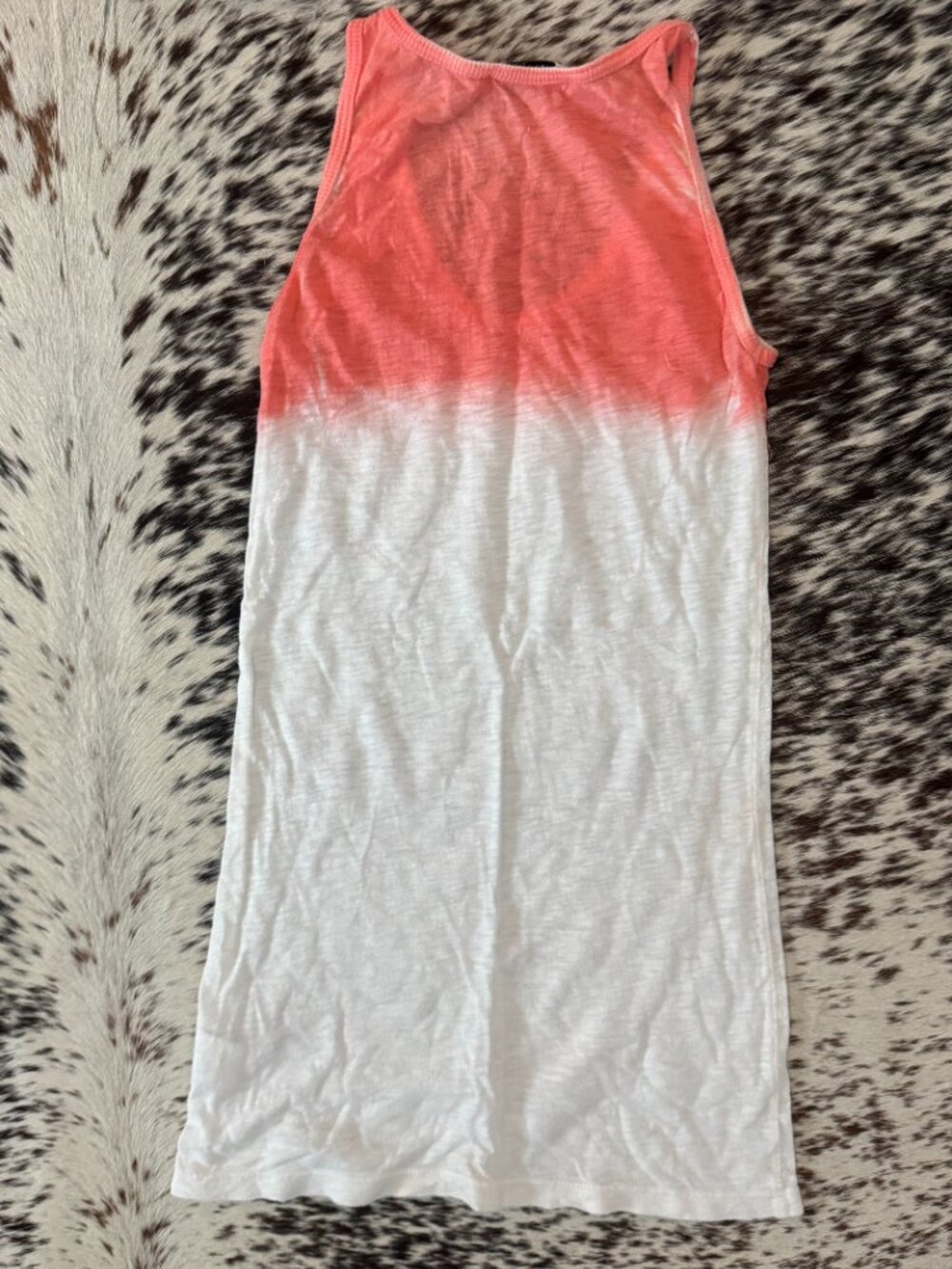 OMgirl Ombre Dip-Dye Tank Top Coral White Women's S
